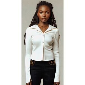 Off-White Virgil Abloh 2013 Womens Top Size X-Small 38 Ivory Long Sleeve Button